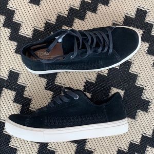 Toms Black Suede Sneakers 7.5 White Platform Sole